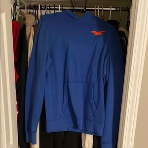 Blue Hoodie with Orange Logo